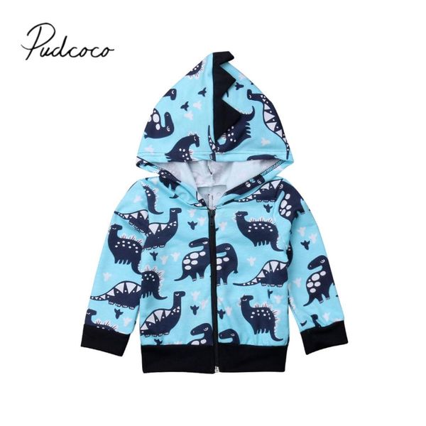 

2018 brand new 1-6y toddler kids baby boys hoodies coat outwear cartoon dinosaur long sleeve hooded zipper jacket autumn clothes, Blue;gray
