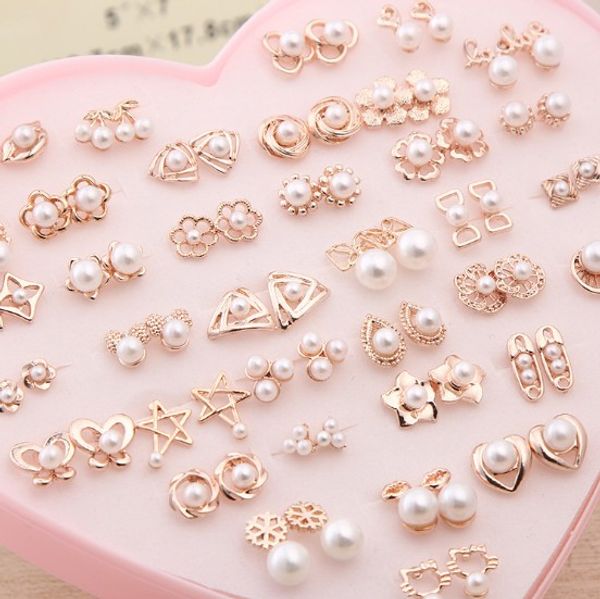 

charm earrings women assorted styles box package stud earring ear studs, Golden;silver