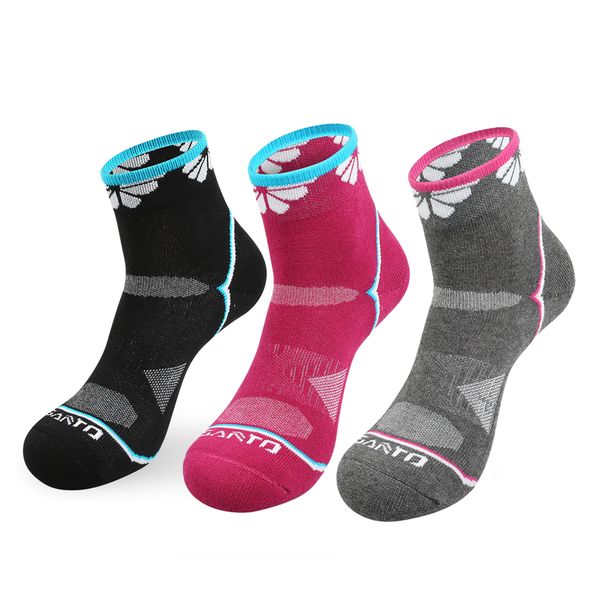 

santo 2018 new pile terry profession flower cuff women hiking outdoor sport socks thicken quick dry cotton athletic socks female, Black