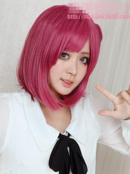 

akb0048 motomiya nagisa pink gradient lolita cosplay party wigs, Black;brown