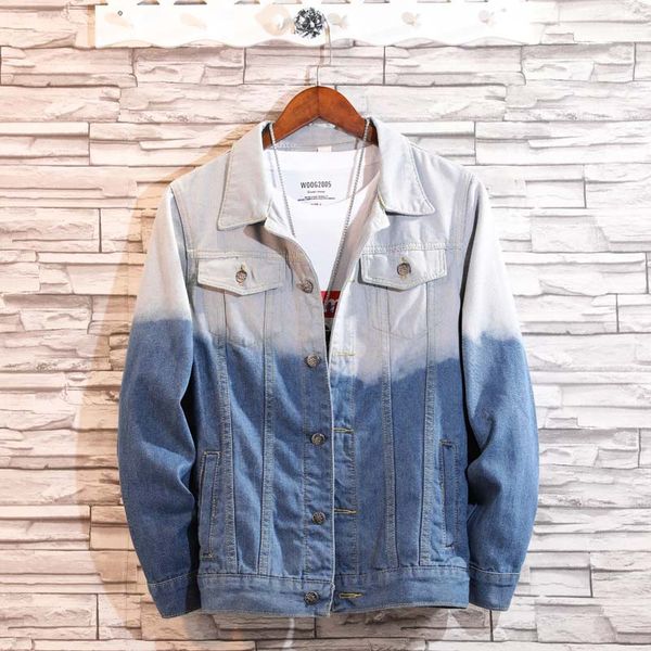 

2018 autumn winter men plus size 3xl denim jacket contrast color long sleeve slim cowboy fashion casual streetwear new coats, Black;brown