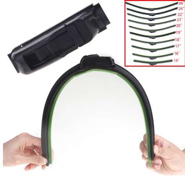 

1pc 14 16 17 18 19 20 21 22 24 26 inch universal u-type frameless bracketless rubber car windshield wiper blade