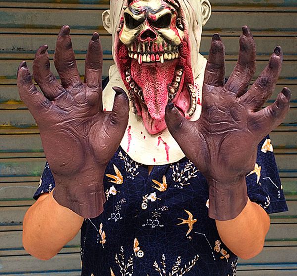 

halloween mask zombie mask latex bloody scary extremely disgusting full face mask costume party cosplay prop wolf gloves