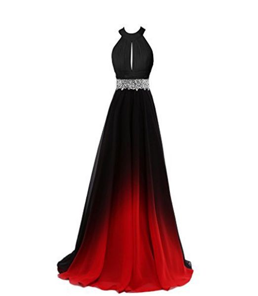 

2018 new new ombre long evening prom dresses chiffon beaded a line plus size floor-length gradient formal party gown qc1243, Black