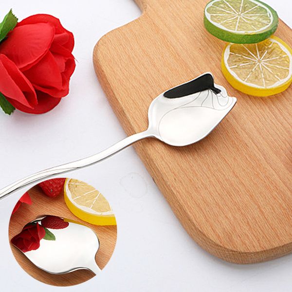 

tableware 1pcs mirror dinner rose shaped lovers delicate flatware spoon valentine's day stainless steel polishing