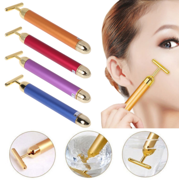 

classical 24k golden beauty electric firming facial pulse roller massager anti-aging face skin care new