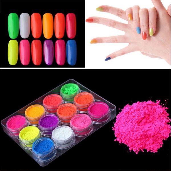

12colors neon pigment powder ombre neon pigments gradient nail powder gradient pigments dust, Silver;gold