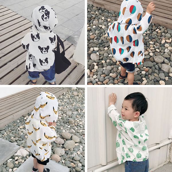 Jaqueta jaqueta choses bobo 2018 meninos de verão casacos bola banana impressão meninas crianças crianças protetor solar roupa minúsculo algodão