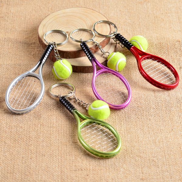 

20pcs/lot tennis racket keychain cute key ring for women 3d tennis key chain holder portachiavi bag charm ing, Silver