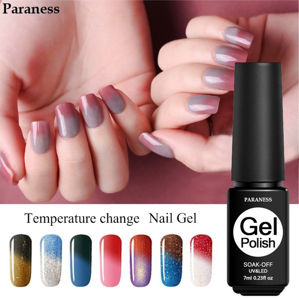 

paraness chameleon temperature change color gel polish long lasting gel lacquer 7ml thermal change colors uv nail varnish, Red;pink