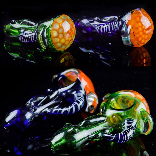 

Heady Spoon Pipes 3.5 inch Glass Pipe Honeycomb Dab Pipe Colored Oil Tobacco Pipes for Smoking Herbal Hand Pipes