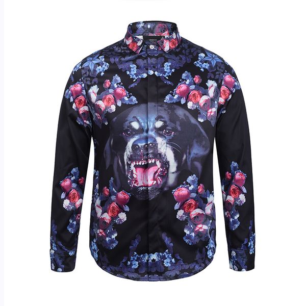

new europe and the united states specifically for men long-sleeved shirt men slim geometric print youth leisure long-sleeved shirt, White;black