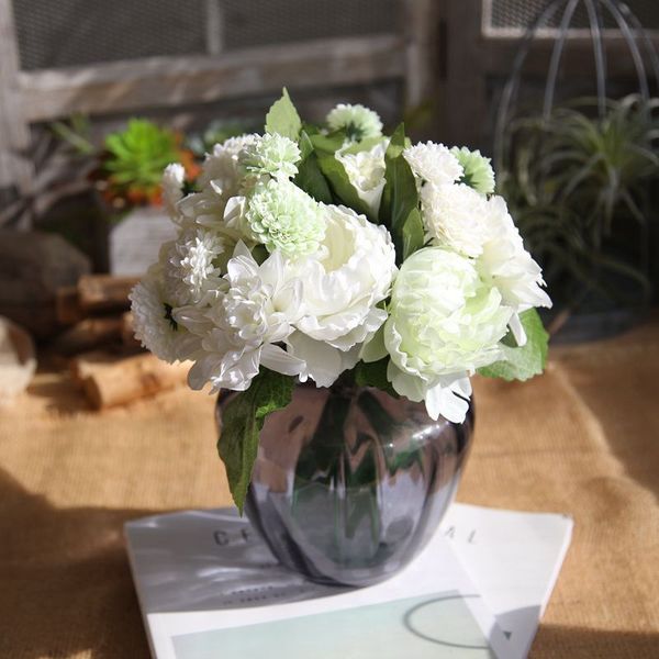 

2018 beautiful peony artificial silk flowers small bouquet flores home party spring wedding decoration mariage fake flower