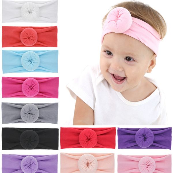 

new bebe round knot headbands elastic wide donut hairwraps fabric cotton girls nylon turban bows hair accessories dhl jle154, Slivery;white