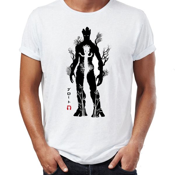 

men's t shirt baby groot guardians of galaxy artsy nerdy tee, White;black
