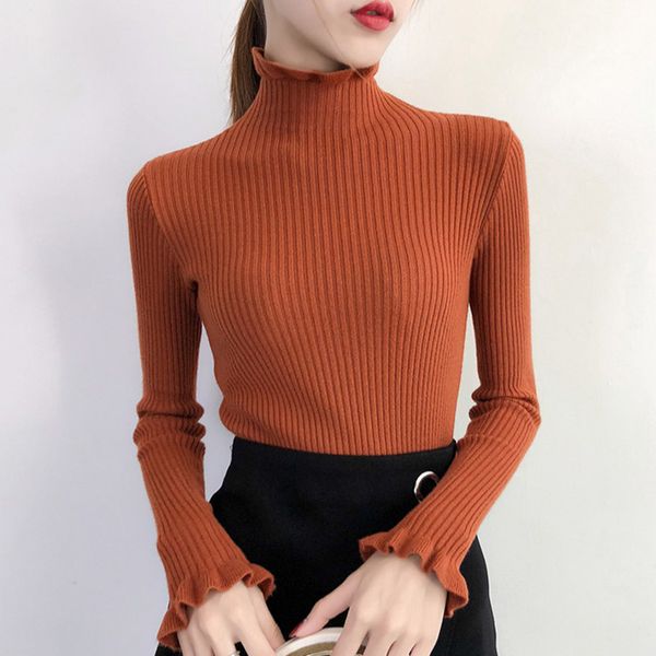 

winter autumn women sweater pullover basic rib knitted cotton 2018 fashion butterfly turtleneck elasticity jumper sweaters, White;black