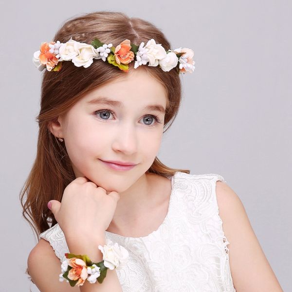 

happy wedding princess garland and bracelet flower wedding bride bridesmaid garland dance headdress 3 combinations of colors