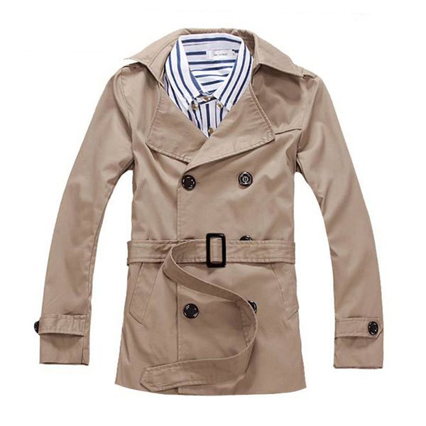 

men's coat fashion casual clothes autumn outwear spring winter slim solid color coats manteau homme, Tan;black