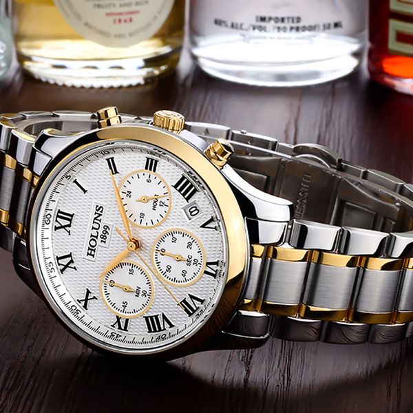 

holuns mens watches casual business men watch men quartz wristwatch relogio masculino erkek kol saati 2017, Slivery;brown