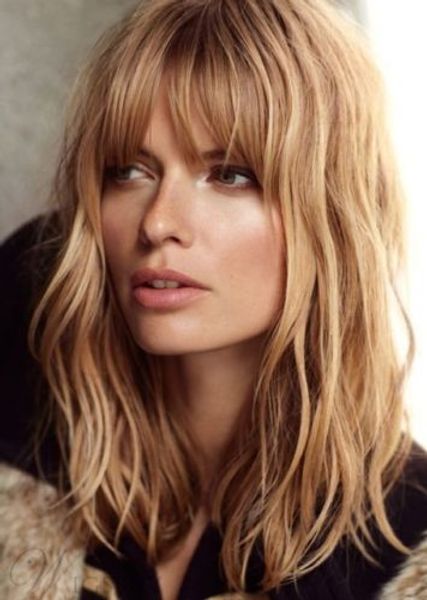 

natural wave ombre blonde full bangs wigs hair, Black;brown