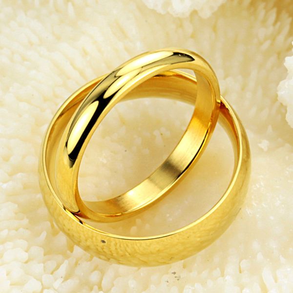 

gold color fashion simple lover's rings stainless steel ring jewelry gift for men girl lady 316, Golden;silver