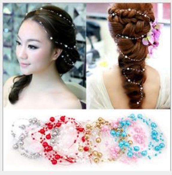 

свадебные свадебные головные уборы, жемчужная цепь, жемчужина линии головные уборы невесты, свадебные аксессуары, Slivery;golden