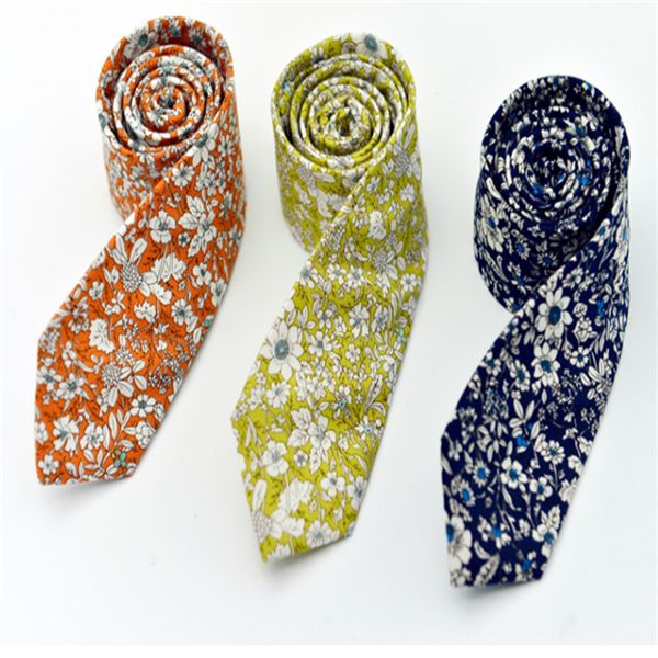 

2018 new cotton tie floral print necktie for men suits slim ties groom wedding party flower neckwear skinny ties male casual skinny necktie, Blue;purple