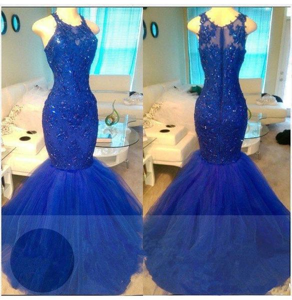 

Royal Blue Mermaid Prom Dresses for Women Long with Beadingr Floor Length Zipper Formal Evening Party Gowns 2018