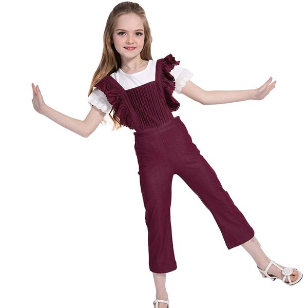 

baby girls flying sleeve ruffles romper kids backless jumpsuit children velvet playsuit bibpants outfits set 2 colors, Blue
