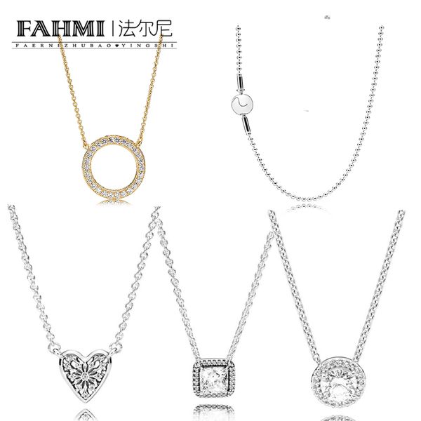 

FAHMI 100% стерлингового серебра 925 пробы 590742HG моменты Серебряное ожерелье с 14 карат з