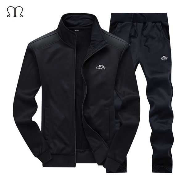 

men sportswear 2 pieces set new fashion autumn tracksuit sweatshirt+sweatpants sporting zipper suit mens clothing slim fit sets, Gray