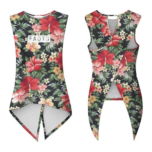 

leezeshaw 2018 retro cool women high definition 3d tie-dye print summer beach sleeveless backless casual tank, White