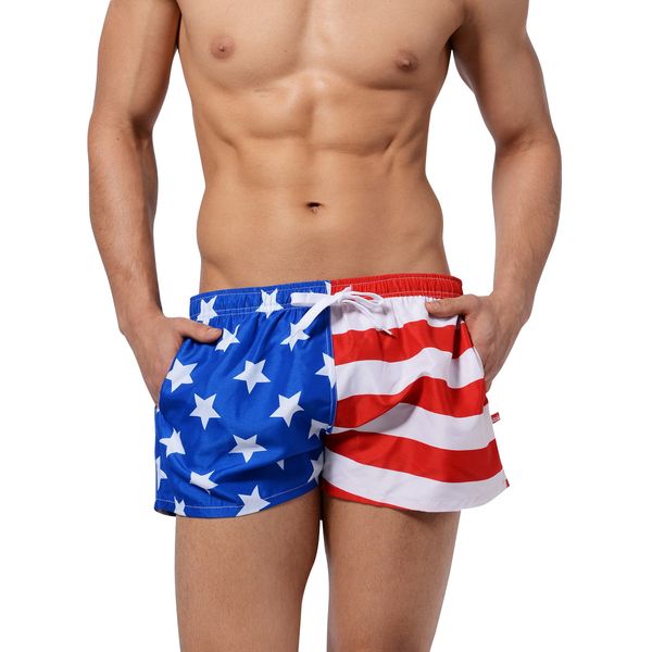 Mens nadar bandeira americana 2018 estilo de verão homens shorts de praia marca rápida calças de secagem masculino calças curtas placa mapp04061