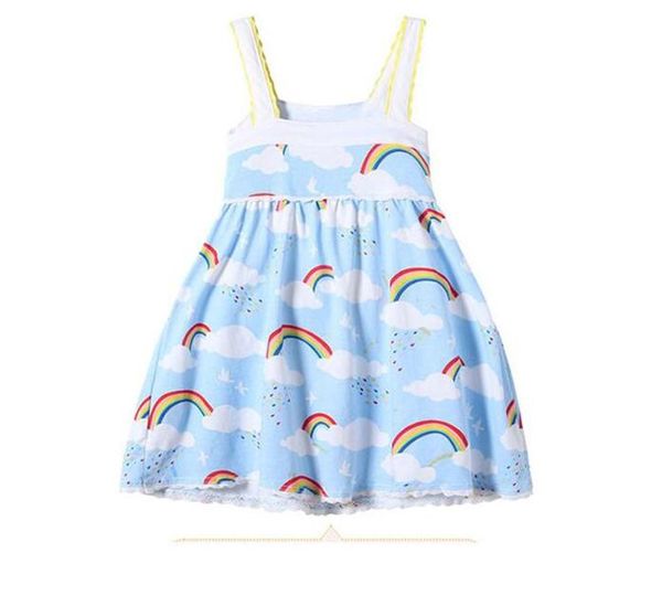 

Girl rainbow ve t dre cloud ky printed lace edge de ign u pender kirt oft breathable cool cotton fabric ummer dre e b11, Red;yellow