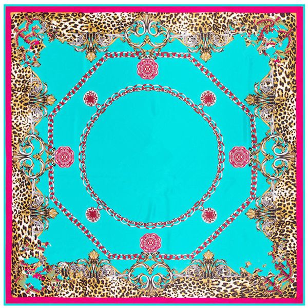 

luxury iant scarf in 100% silk twill silk scarf for women,leopard paisley print large 130cm square scarves female hijab, Blue;gray