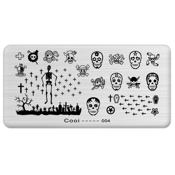 

1pc 6*12cm nail art stamping image plate halloween skull polish printing stamp template manicure stencils nail stamping cooi-04, White