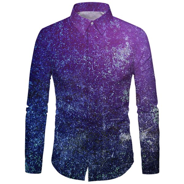 

cloudstyle mens space shirt new design nebula printed fashion long sleeve hawaiian shirts fall socail streetwear camisas hombre, White;black