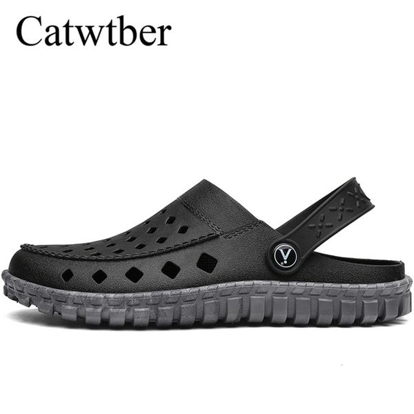 

catwtber new men sandals men flip flops thong beach sandals leather luxury male casual shoes flat slippers zapatillas hombre, Black