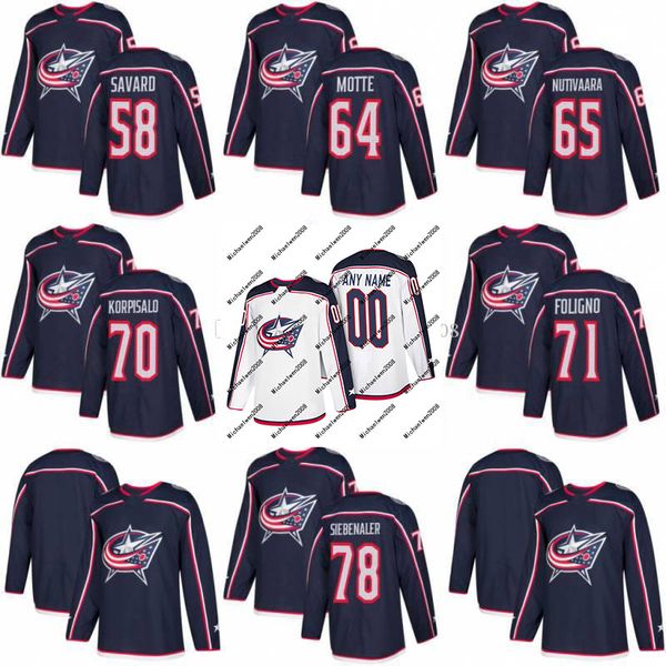 

2017-2018 Season Columbus Blue Jackets 58 David Savard 64 Tyler Motte 65 Markus Nutivaara 71 Nick Foligno Custom Hockey Jerseys