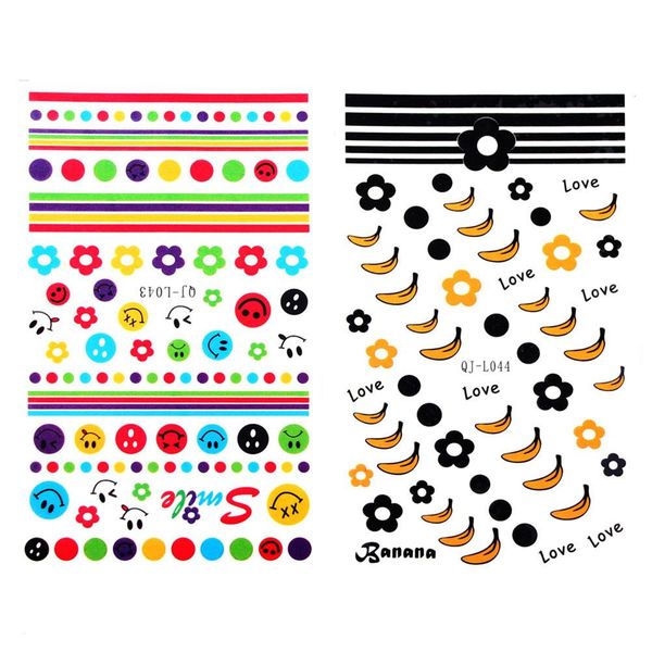 

bellylady 20 pcs/set colorful water transfer nail sticker lovely letter flower butterfly nail art decorations decals, Black