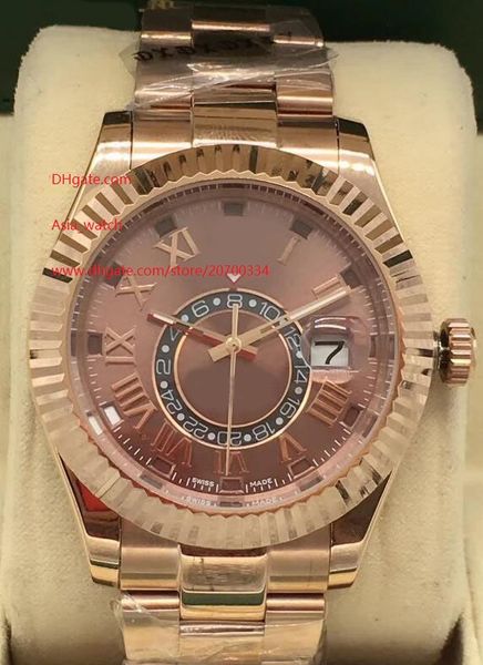 

factory supplier wristwatches sapphire perpetual 42mm 18k pink gold 326935 automatic mechanical mens men's watch watches, Slivery;brown