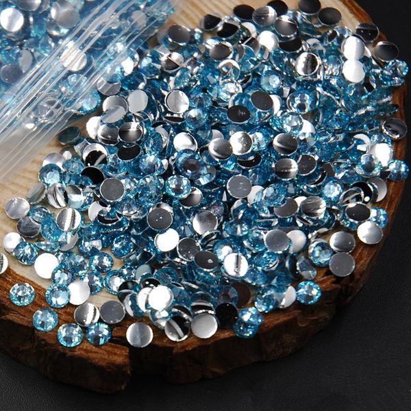 

aquamarine color nail art decoration flat back acrylic rhinestones not hix rhinestones ss6 2mm 5000pcs/pack, Silver;gold