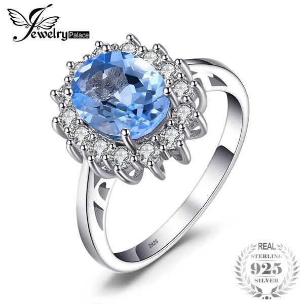 

jewelrypalace принцессы дианы кейт 2.3ct природных голубой топаз обручальное кольцо halo 100% 925 серебряное кольцо sterling для женщин, Golden;silver