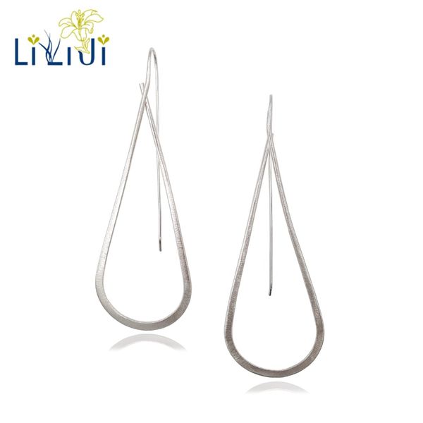 

lii ji real 925 sterling silver huge tear drop shape statement 18k gold plated earrings women fashion jewelry, Golden;silver