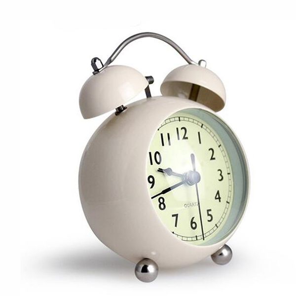 

creative alarm clock chime with night light metal metallic flower decoration silent classical traditional table desk