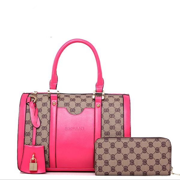 

Pink sugao new 4 colors lattice two pieces fashion handbag Lashes designer handbags tote bag cross body bag women messenger shoulder bag set