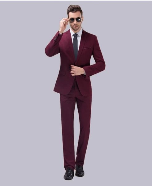 

two piece center vent notch lapel wine wedding groom tuxedos men suits wedding/prom/dinner man blazer(jacket+tie+girdle+pants, Black;gray