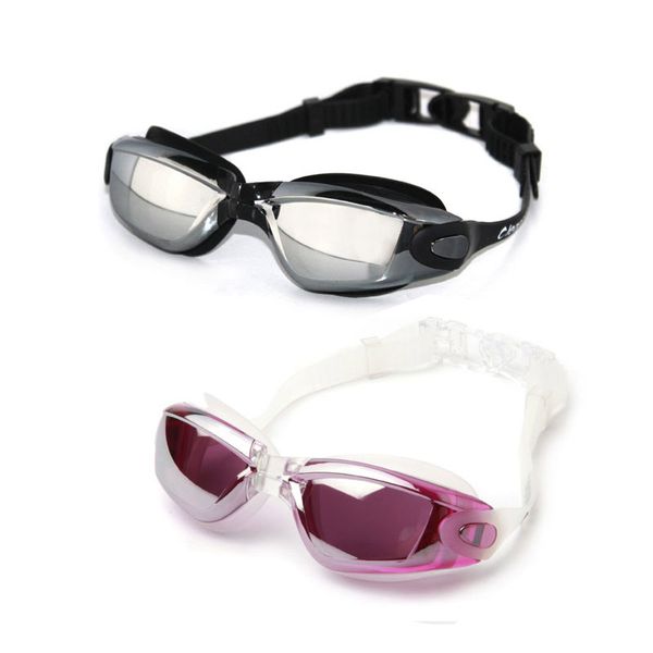 

professional swim goggles anti fog uv plating glasses electroplate mirrored eyewear men or women large frame water sports