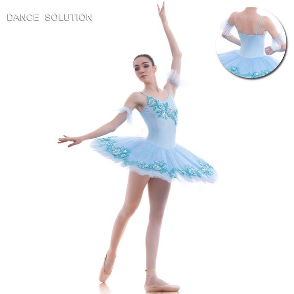 

pale blue spandex bodice ballet tutu pancake dance costume stage performance pre-professional tutu girl & women ballet costumes, Black;red
