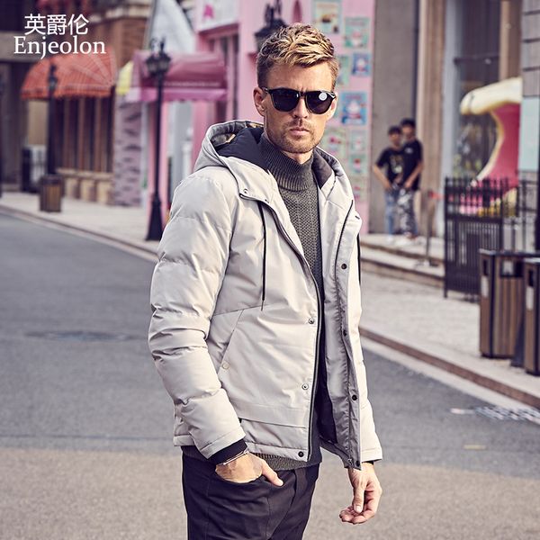

enjeolon brand new winter cotton padded jacket hoodies men thick hoodies parka coat male quilted winter jacket coat 3xl mf0726, Black